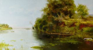 Картина "Пейзаж с лодкой" Федорова Ирина