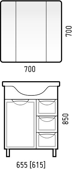 Зеркальный шкаф Corozo Монро SD-00000678 70х70 см фото 4