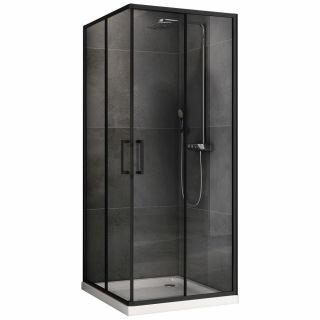 Душевой уголок Abber Schwarzer Diamant AG02100B5 100х100 см, профиль черный, стекло прозрачное