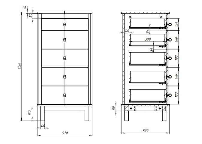 Комод Ellipsefurniture Classic 5 ящиков (серый) CLMBCD03030199 фото 3