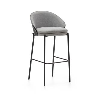 Барный стул Eamy светло-серый из шпона ясеня с черной отделкой La Forma (ex Julia Grup) BD-2607990