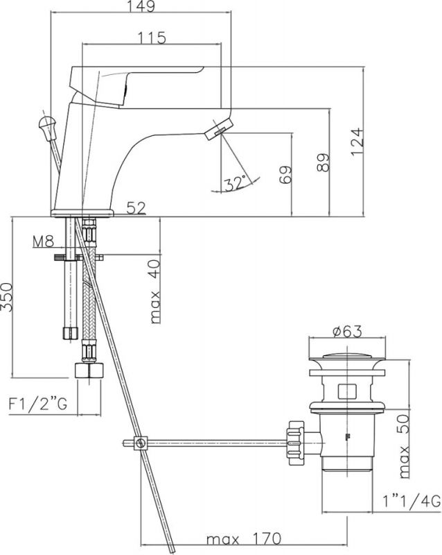 Смеситель для раковины Webert Sax Evolution SE830102560, черный