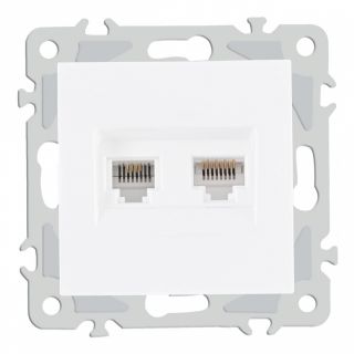 Розетка телефонная RJ11 + компьютерная RJ45 206.44-1.white Arte Milano