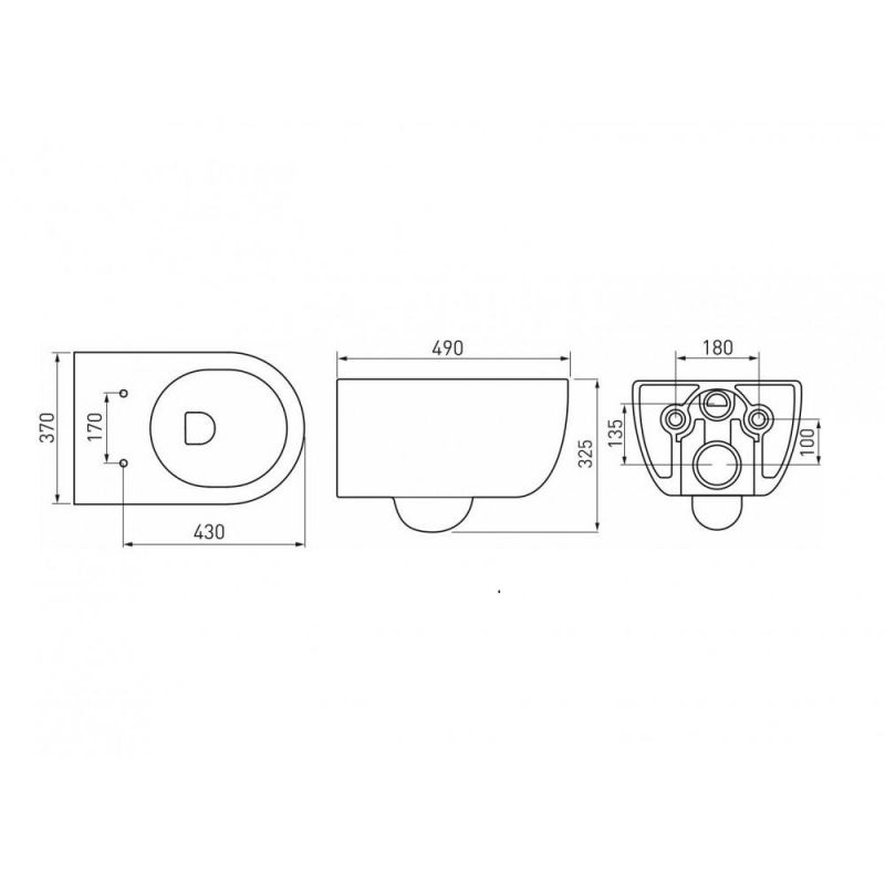 Подвесной унитаз BERGES NOVUM EGO XL Rimless 043204 с инсталляцией и черной клавишей смыва Soft Touch