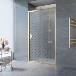 Душевая дверь Vegas Glass ZP 105 09 R05 L, профиль золотой, стекло с узором