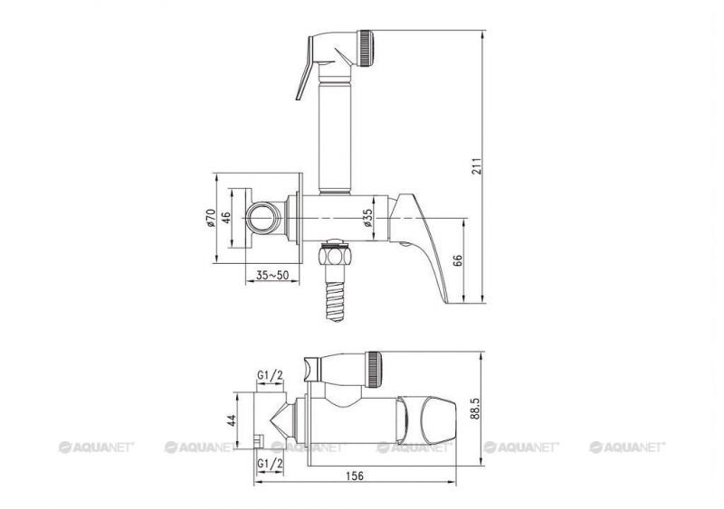 Смеситель с гигиеническим душем Aquanet Atletic AF310-52С 00225485