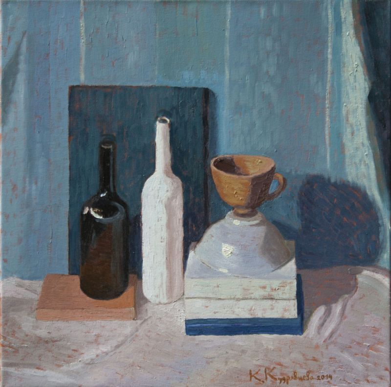 Картина "Натюрморт с португальской бутылкой" Екатерина Кудрявцева