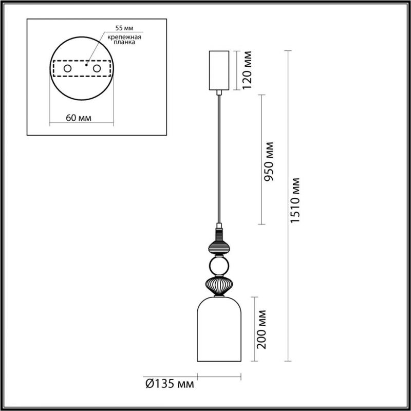 Подвес Odeon Light античн.бронза/фиолетовый/металл/стекло/керамика LED 12W 4000К 1400Лм PALLETA 5045/12LA