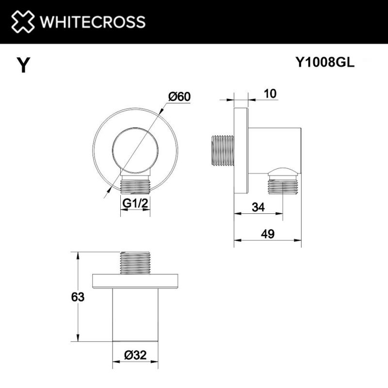 Шланговое подключение WHITECROSS Y1008GL, золото фото 3