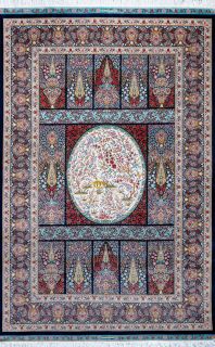 Иранский ковер из шёлка и модала Carpet «MASTERPIECE QUM» 003-21-EDEN NAVY 198 x 302 см