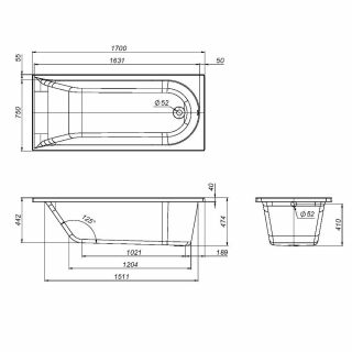 Каркас для ванны AM.PM Spirit W72A-170-075W-R2