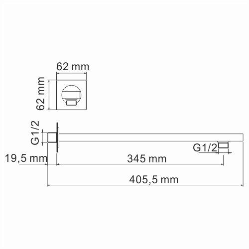 Кронштейн для душа WasserKRAFT A182 сталь 40,5 см.