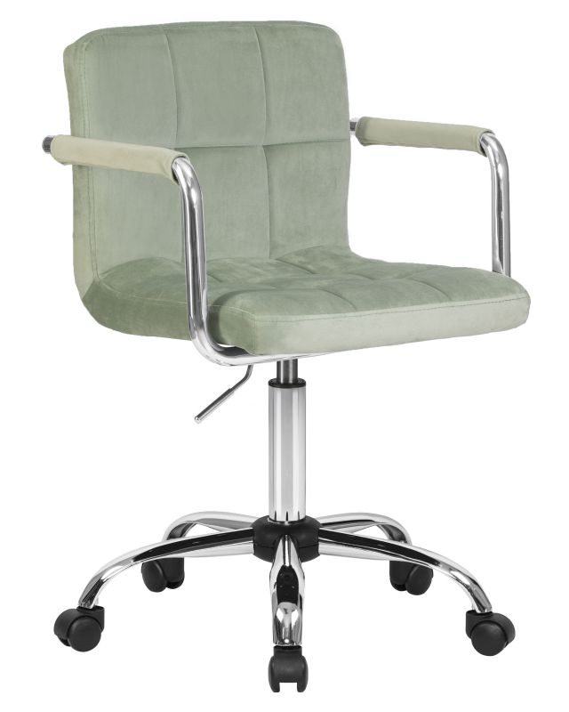 Офисное кресло Dobrin 9400-LM TERRY, цвет сиденья мятный велюр (MJ9-87), цвет основания хромированная сталь