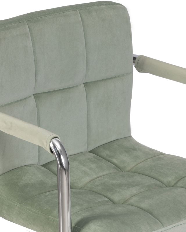 Офисное кресло Dobrin 9400-LM TERRY, цвет сиденья мятный велюр (MJ9-87), цвет основания хромированная сталь