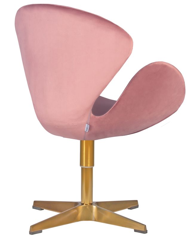 Кресло Dobrin Swan 69A-LMO SWAN, цвет сиденья розовый велюр BLUVEL52, цвет основания золотой