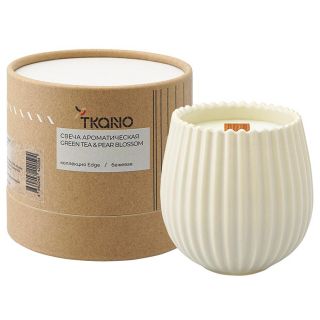 Свеча ароматическая с деревянным фитилём green tea & pear blossom из коллекции edge, бежевый, 60 ч Tkano BD-3043114