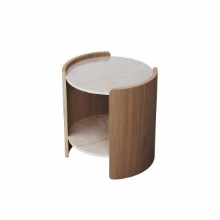 Столик Ellipsefurniture Lagom Stone D 43 см высота 45 см (камень LC, натуральный дуб) LG016614112