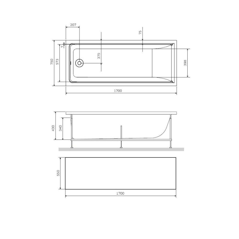 Декоративная фронтальная панель для ванны AM.PM Gem W90A-170-070W-P1 170х50 см. фото 3