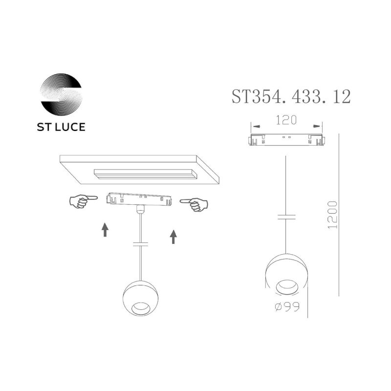 Магнитный трековый светильник подвесной ST Luce BOLE ST354.433.12