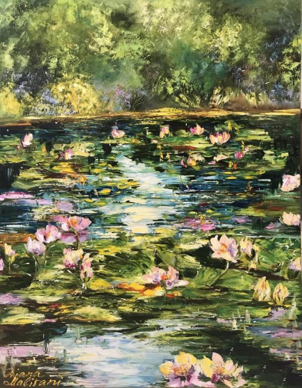 Картина "Пруд с водяными лилиями" Маливани Диана