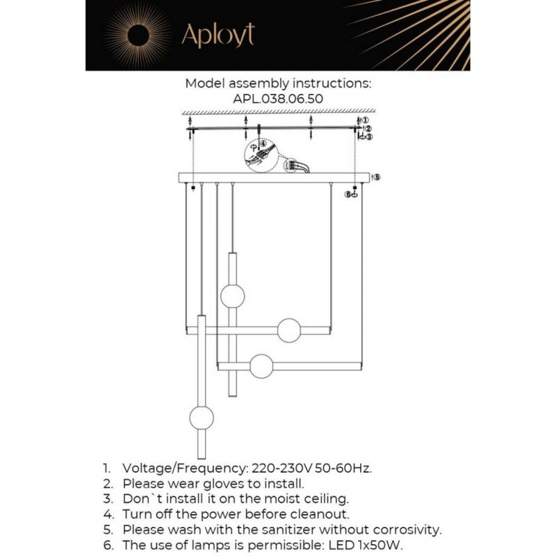 Светильник подвесной Aployt Zhozefin APL.038.06.50