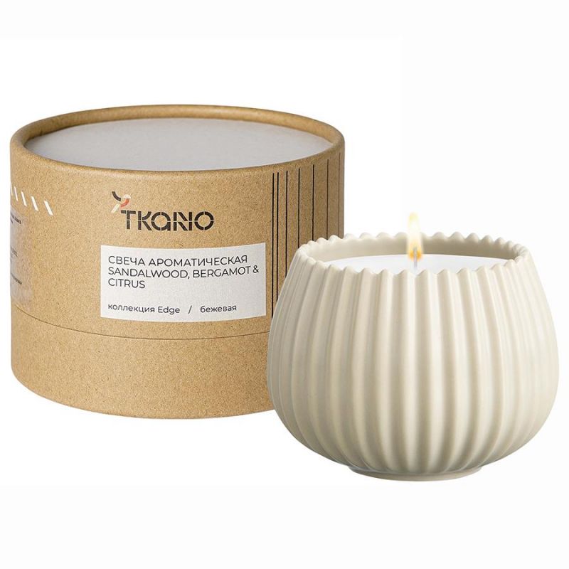 Свеча ароматическая sandalwood, bergamot & citrus из коллекции edge, бежевый, 30 ч Tkano BD-3043148 фото 1
