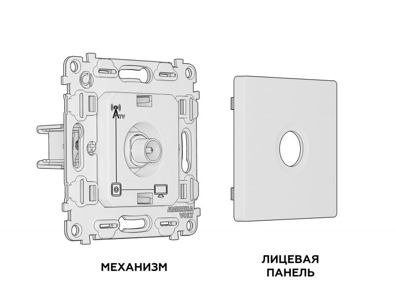 Комплект механизма TV розетки оконечной Ambrella Volt ALFA Черный матовый 50-870 MHz 1dB QUANT MA813010 фото 3