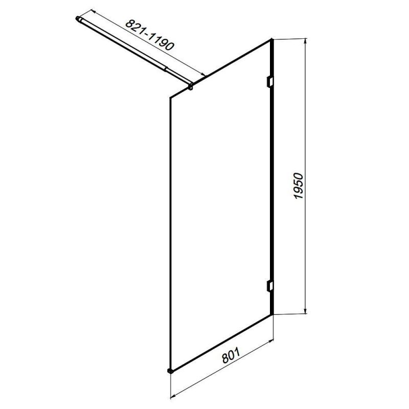 Душевая перегородка AMPM X-Joy W94UWI-80-F1-BTE 80 см, профиль черный матовый, стекло прозрачное фото 8