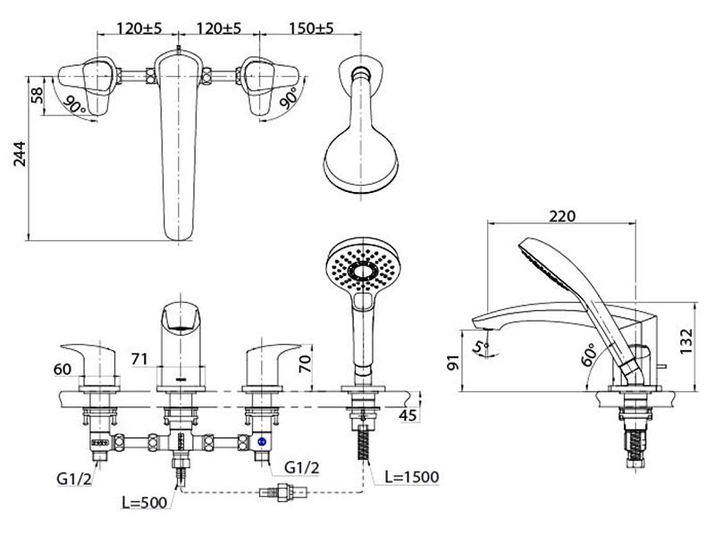 Смеситель для ванны Toto GM TBG09202R