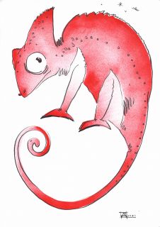 Картина "Красный хамелеон" Дарья Блохина