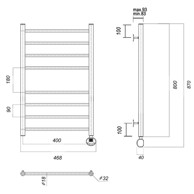 Полотенцесушитель электрический Domoterm Медея П8 400x800 ER