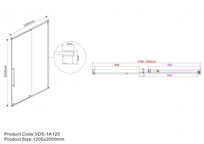 Душевая дверь Vincea Arno VPS-1A120CLB 120 см.