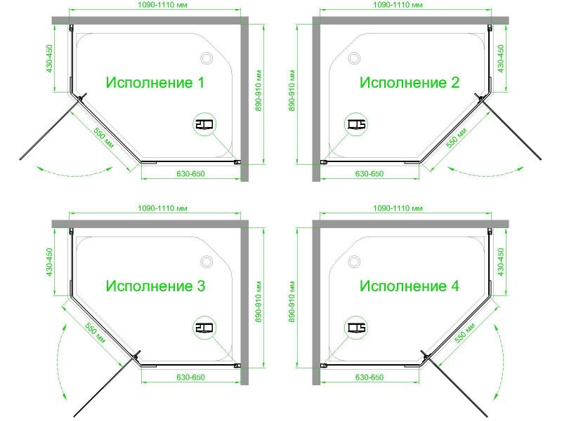 Душевой уголок Royal Bath RB1190TR-T, 90х110 см, профиль белый, стекло прозрачное фото 4