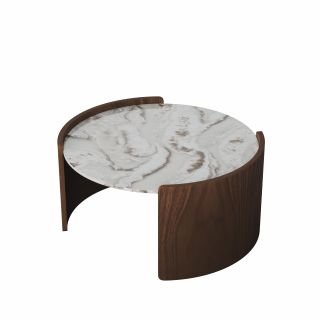 Столик Ellipsefurniture Lagom Stone D 65 см высота 32 см (камень OV2, орех) LG016812414