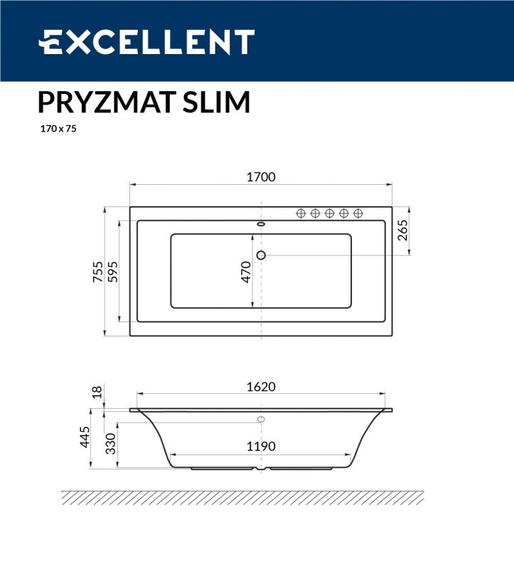 Акриловая ванна Excellent Pryzmat WAEX.PRY17WHS 170x75 фото 3