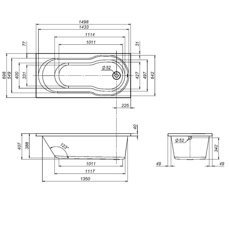 Акриловая ванна AM.PM X-Joy W88A-150-070W-A 150x70 фото 6