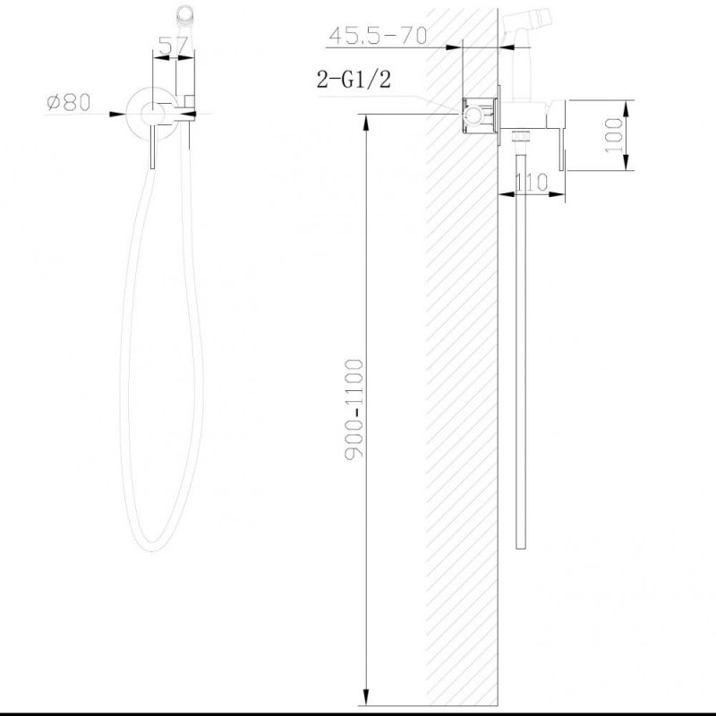 Гигиенический душ со смесителем Abber Wasser Kreis AF8125B, черный матовый