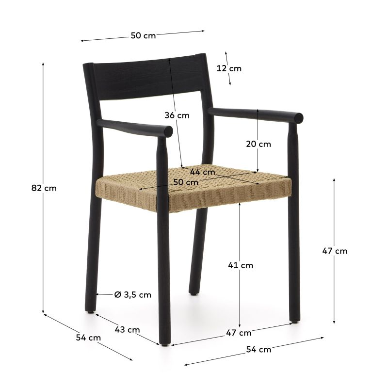 Стул La Forma (ex Julia Grup) Yalia BD-2859598 из массива дуба с черной отделкой и сиденьем из 100% веревки фото 10