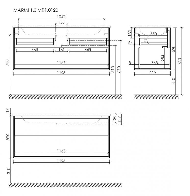 Тумба под раковину подвесная SANCOS Marmi 1.0 MR1.0120EG, 119,5х52 см, дуб галифакс натуральный