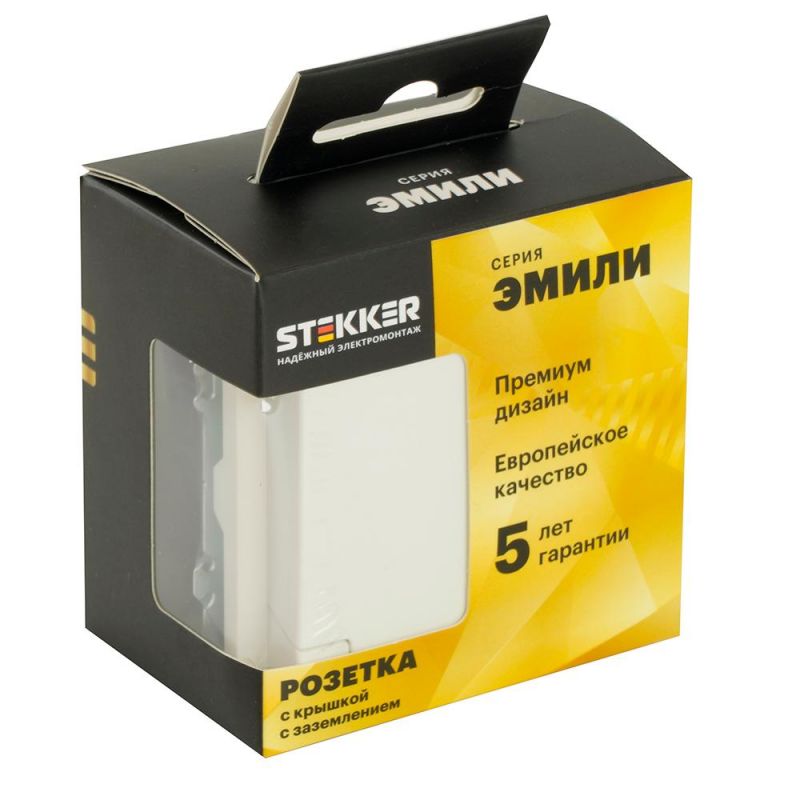 Розетка одноместная Stekker Эмили с крышкой с защитной шторкой 250В, 16А, RST16-5112-01, белый фарфор, soft touch 49881 фото 6