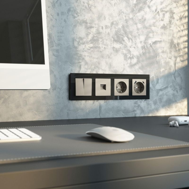 Розетка Werkel Встраиваемые механизмы дымчатый с заземлением, шторками и USB тип A+C W1271704 фото 2