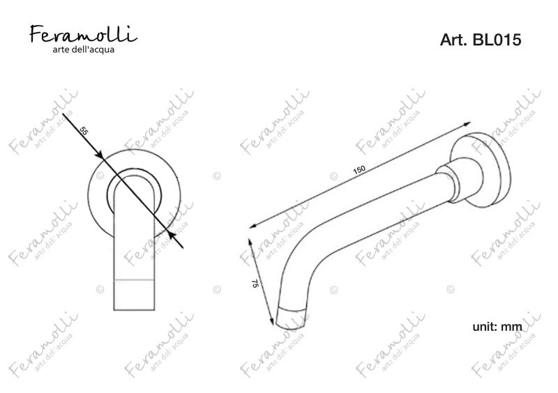 Настенный поворотный излив Feramolli Ele BL015, черный