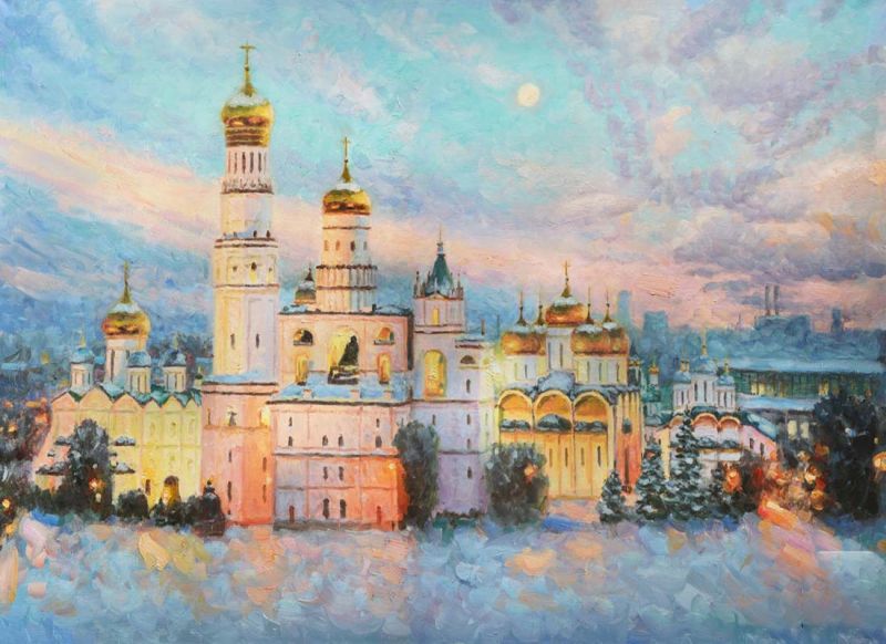 Картина "Морозная красота Кремля" Игорь Разживин