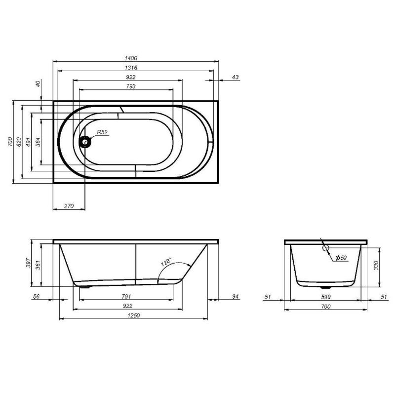 Ванна акриловая AM.PM X-Joy W94A-140-070W-A 140х70 см фото 9