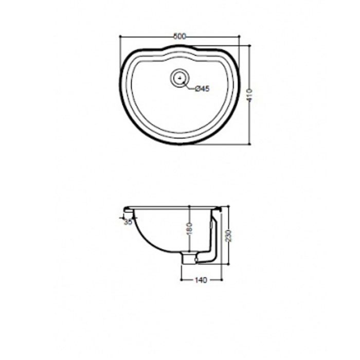 Раковина встраиваемая Kerasan RETRO 103101bi*0