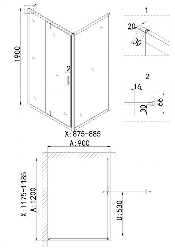 Боковая стенка Niagara Nova NG-A90G 90 фото 3