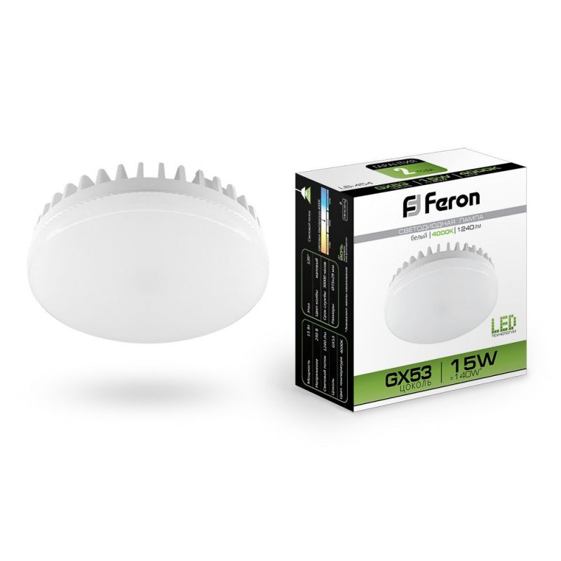 Лампа cветодиодная Feron 15W GX53 4000K 25836