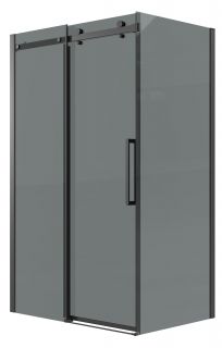 Душевой уголок Grossman Classic 120.K33.04.1480.21.10, 140х80 см, профиль черный матовый, стекло тонированное