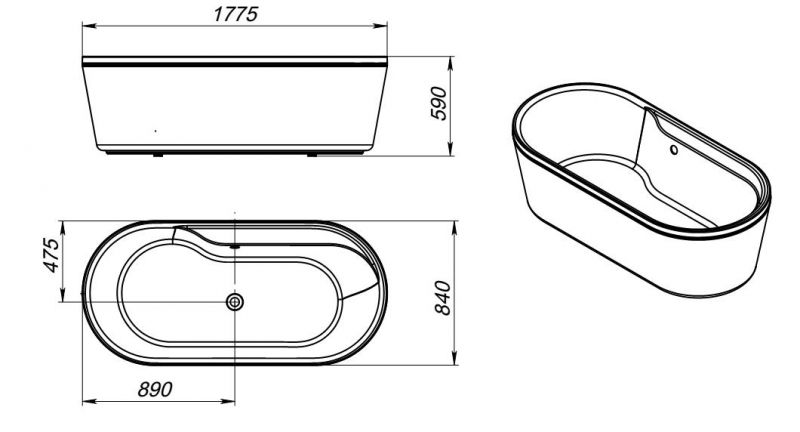 Акриловая ванна BelBagno BB14-K 178x84