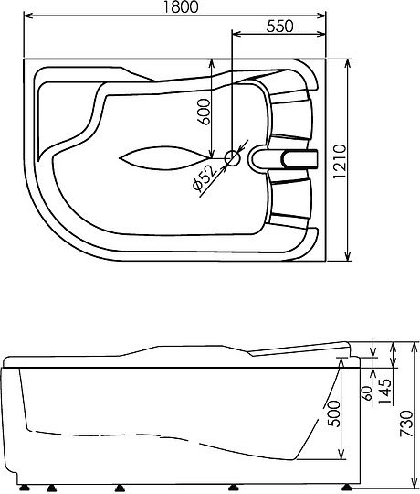 Акриловая ванна Gemy G9083 B R 180x121 R